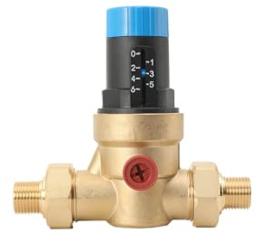 Reductor de presión de agua de 1/2 pulgadas, rosca exterior DN15, con filtro de malla, válvula de presión de agua de latón para regular la presión del agua, rango de ajuste de 0 – 6 bar, -25 – 70 °C