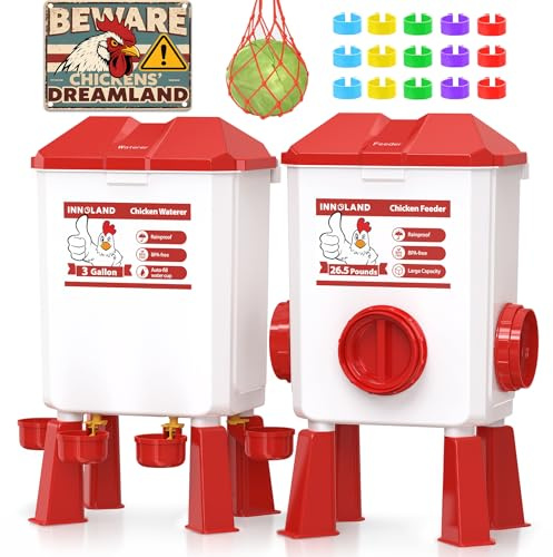 INNOLAND Futterautomat Hühner und Hühnertränke – 12 kg/11 L