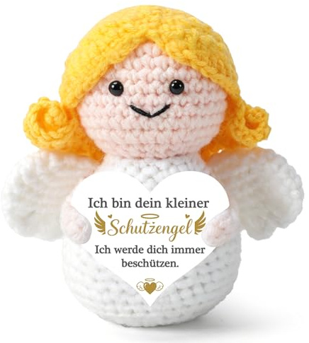 ImnBest Pocket Hug Schutzengel Geschenk, Handgehäkelter Engel als Glücksbringer und Mutmacher, Kleiner Schutzengel Figur für Gute Besserung, Taufe, Geburtstag, Frauen Männer Freundin Familie