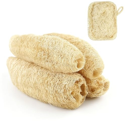 5 Pièces 100% Organique éponge de Lufa,éponge exfoliante,Loofah Trous d'air naturel de séchage,Brosse de nettoyage,éponge de luffa,éponges de luffa bio naturelles