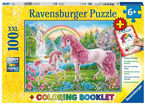 Ravensburger Kinderpuzzle - 13698 Magische Einhörner - Einhorn-Puzzle für Kinder ab 6 Jahren, mit 100 Teilen im XXL-Format, inklusive Malheft