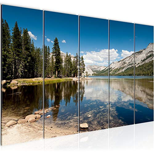 Runa Art Wandbild XXL Landschaft Berge Schlafzimmer Wohnzimmer 200 x 80 cm Blau 5 Teilig - Made in Germany - 606855a