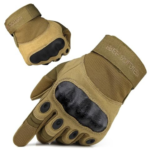 FREE SOLDIER Outdoor Handschuhe Herren Taktische Trainings Motorradhandschuhe Kletter Tactical Handschuhe Vollfinger Handschuhe Gilt für Radfahren Airsoft Militär Paintball (L,Sandfarbe)