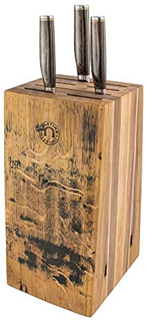 von handgefertigter Messerblock aus Alten Fassdauben | + 3 Kai Shun Premier Tim Mälzer Messer Japanische Profimesser (Variante A (+ 3 Messer) | VK: 799,- €