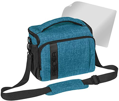 PEDEA DSLR-Kameratasche Fashion mit Displayschutzfolie für Panasonic Lumix DMC-G2 / Pentax K-S2 / Ricoh GR II / Sony Alpha 68 / Canon EOS 6D Mark II 80D 750D 800D 1000D 4000D, Gr. XL hellblau