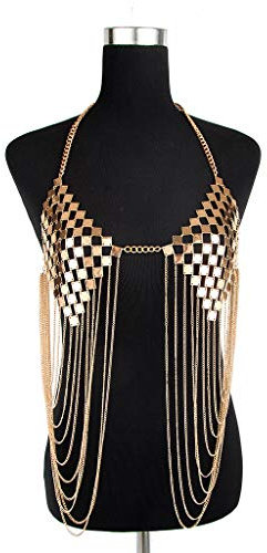 JIN YU MAN TANG Chaîne de Corps de Diamant Sexy chaîne de Poitrine de Bikini élingue chaîne de Corps de Diamant,Gold