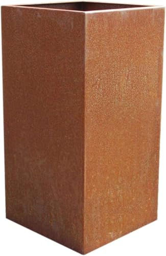 VIVANNO Bac à Fleurs Bac à Plantes Colonne à Plantes Acier corten Métal Angulaire Bloc, Brun Rouille (40x40x80 cm)