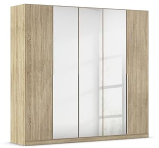 Rauch Möbel Alabama, Kleiderschrank, Farbe Eiche Sonoma, Breite 226 cm | Schrank, 5-türig, mit Spiegel, Zubehör Premium, für Schlafzimmer, Kinderzimmer, Garderobe, Flur