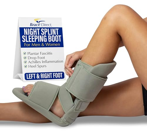 Brace Direct Padded Night Splint 90 Degree Sleeping Boot - Immobilizing Stretching Support for Plantar Fasciitis, Drop Foot, Achilles Tendonitis, Heel Spurs, Small (US Shoe Men 4.5-7 / Women 6.5-8)