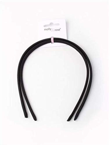 Lot de 2 serre-têtes en satin noir de 1 cm de large