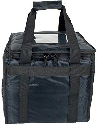 Hot Food Bag with Divider for Pizza, Curry, Takeaway, Restaurant, Picnic, Indian, Chinese, Kebabs, Catering, Delivery Bag, Thermal Insulated (Black, 31L - 35x30x30cm)