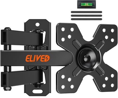 ELIVED Sväng- och lutande TV-väggfäste för de flesta TV-skärmar 14-30 tum upp till 15 kg, VESA Max 100 x 100 mm, väggmonterad PC-skärmstativ för LED, LCD, OLED-platta och böjda skärmar
