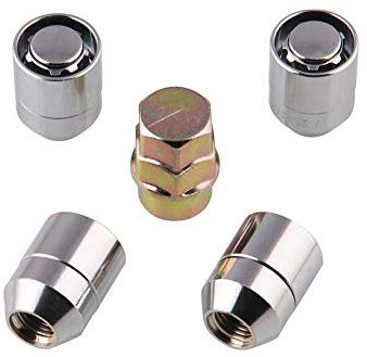 Radsicherungsmuttern, Asudaro M12x.1.5 Radsicherungsmutter 4 Stk. Radmutternöse Universal Safety Radmutter 1 Schlüsselstücke Auto Modifikation Zubehör,Silber