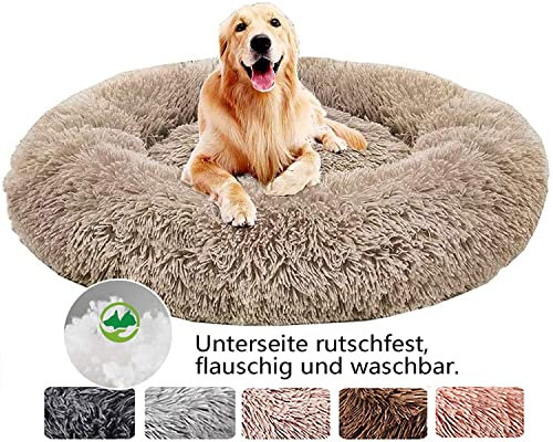 Hundebett Flauschig, Hundekissen Rund Haustierbett Donut Katzenbett Waschbar, kuschelbett Hund für Katzen Hunde (Ø 50-120cm / 7 Größen)…