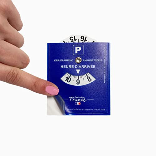 Disco azul adhesivo de estacionamiento Zona Azul, fabricado en Francia, fácil adhesivo práctico y duradero, accesorios para coche de 7,1 x 9,2 cm