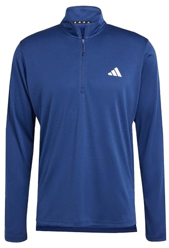 adidas Hombre Train Essentials Training 1/4-Zip Long Sleeve tee, Dark Blue, L