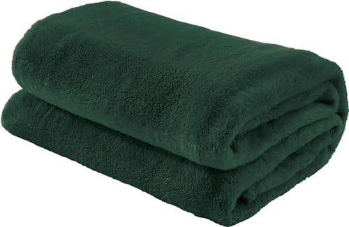 Erwin Müller Teddy-Fleece-Wohndecke Salerno, Fleece-Decke, Kuscheldecke tannengrün Größe 150x200 cm - flauschig weich, pflegeleicht