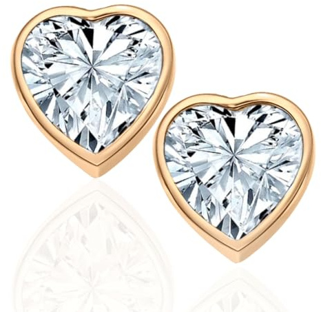LOVENEST Herz Ohrstecker Damen 925 Silber/Gold vergoldet | festliche Herz Ohrringe – *Ich Liebe Dich* Geschenke für Frauen Freundin – Zum Jahrestag Hochzeitstag Geburtstag Weihnachten