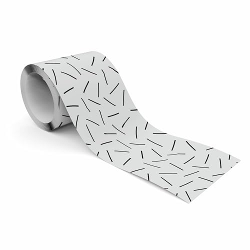 Muralo Bordüre Selbstklebend Linien auf grauem Hintergrund - 10x300 cm | Tapetenbordüre, Modernes Design, UV-beständig, halbmatt, glatt und abriebfest - ideal für Wohnzimmer und Schlafzimmer