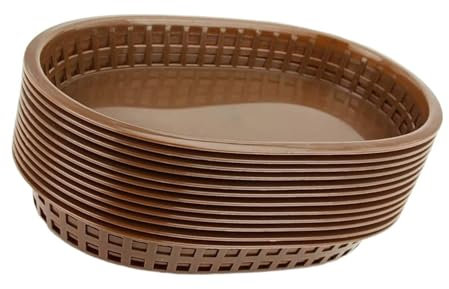 Folpus 12 Pieces Fast Food Baskets Fast Food Restaurant Baskets Large Retro Platters Deli Baskets for Picnic Burgers Nachos, brown