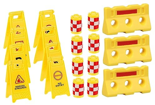 ibasenice 4sets Train Street Signs Traffic Lights Road Cones Boys and Girls Interactive Early Learning Toys Compact