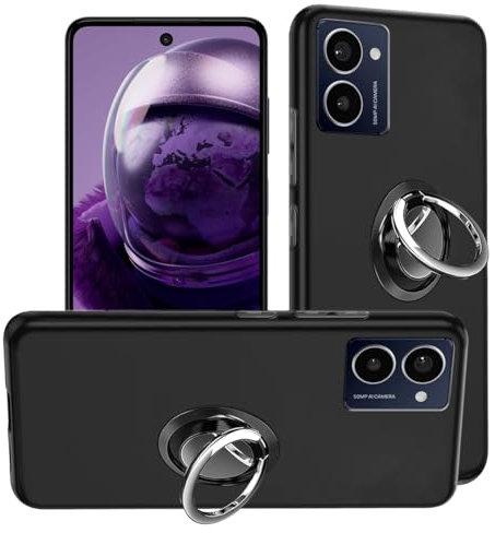 HuiYouMY 2-in-1 Case + Phone holder Ring Compatible with HMD Pulse Pro/HMD Pulse Plus Cover for HMD Pulse Pro/HMD Pulse Plus, Slim Fit Soft TPU Shockproof Anti-Scratch Phone Case Cover - Black