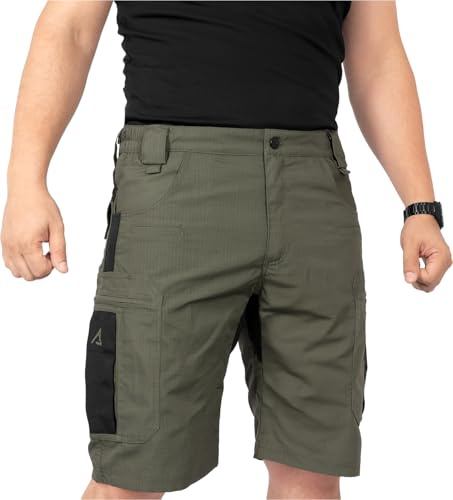 ACE Schakal Cargo-Hose kurz - Einsatz-Shorts mit Stretch-Bund für Männer - Taktische Outdoor-Hosen für Herren - Oliv - 56