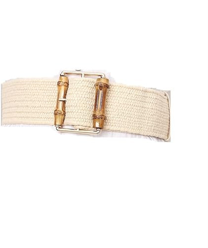 WJIAYAO Gürtel Damen Elastischer Webgürtel for Damen, Bambusnadelschnalle, Grasstrickgürtel(Beige)