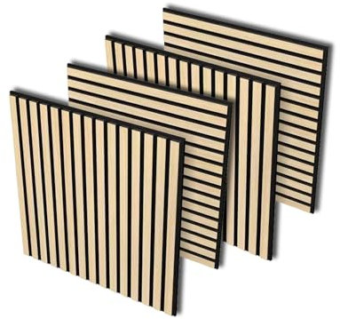 AKK-STAR Akustikpaneele 4er-Set - 600 x 600 x 18 mm 1,44 m² Wandpaneele aus Holz - Akustikpaneele Holz für stilvolle Wandgestaltung - Perfekt für Wohnzimmer, Büro oder Musikstudio (Klassik Eiche 13#)