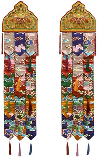 DUBTEDHOU Banderas Templo Budista Suministros, Colgante for decoración del hogar, Cartel de oración, salón Budista Tibetano, 95cm, 1 ud.