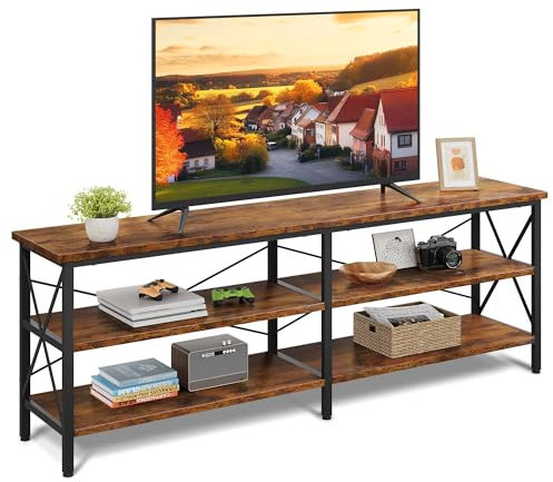 WLIVE Mueble de TV bajo para televisores de hasta 70 Pulgadas, Mueble de TV con Espacio de Almacenamiento Abierto, 160 x 36 x 42 cm, Mesa de TV para salón y Dormitorio
