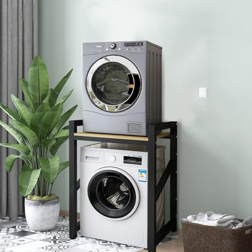 Washer Dryer Stack Stand Stacking Kit with ShelfOver Washer Storage Rack Unit 400KG Load Capacity for Front Loader Washing Machines and Tumble Dryers