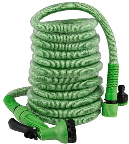 HoseMaster Pro Garden Hose Pipe (50ft) Anti-Kinking Flexible Hose Pipe Expands up to 3m, 3 Durable Layers Resist Extreme Temps, Garden Hose Spray Gun with 7 Modes - Fully Guaranteed