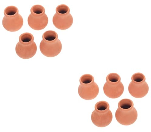 TOBBOMEY 10pcs Realistic Scale Miniature Flower Pots for Dolls House Garden Decor