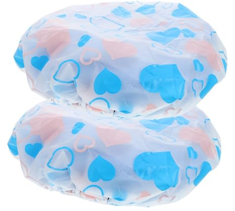 Veemoon 2pcs Heart Print Double Layer Towel Hair Drying Caps for Women Lightweight Bath Shower Bonnet for Curly Hair Protection at Home Travel Gym