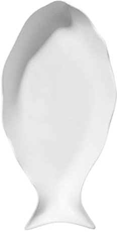 Cabilock Frosted White Ceramic Fish Serving Plate Multipurpose Food Storage and Serving Platter for Home Kitchen and Restaurant Use Dishwasher Safe Decorative Dinner Dish for Seafood Snacks