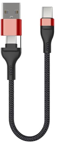 Laikoutd Cavo Corto Intrecciato da 35 Cm 60 W USB + USB C A Tipo C Dati Ricarica Rapida per Custodia Alimentazione Accessori per Telefoni Cellulari Ricarica Rapida