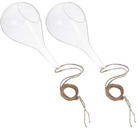 JOINPAYA Jarrón Hidropónico de Cristal Colgante para Plantas de Aire y Suculentas, 2 Piezas, Diseño Cónico para Decoración Interior de Salón, Dormitorio y Balcón, Terrario Moderno