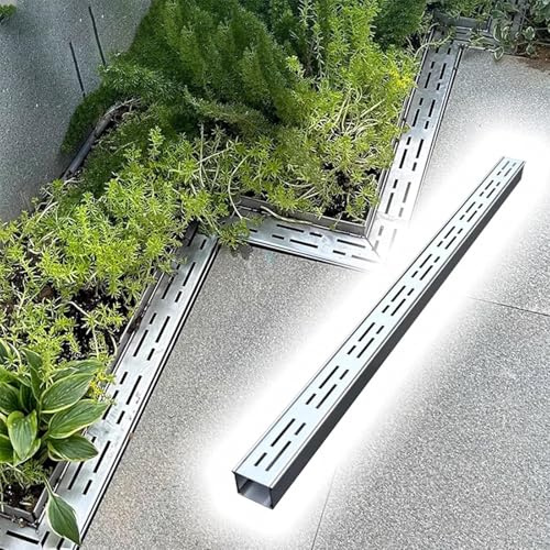 Canaletta Scolo Acqua Piovana, Griglia Canaletta di Drenaggio per Vialetto Sifone Doccia Rettangolare Grondaia con Griglia Inox Sistemad Esterno Giardino/Terrazza(15x8cm/6x3.1in)