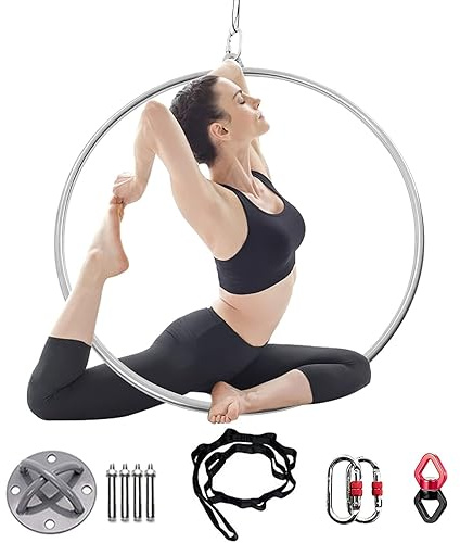 Aerial Hoop Set, Professionelles Aerial Lyra Hoop Kit für Tanzstudio und Heimpraxis, Einzelpunkt-Antennenringe Ausrüstung
