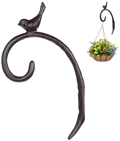 TOVINANNA Rustic Coffee Iron Bird Model Hook for Hanging Flowerpots, Waterproof Organizing Wall Bracket Suitable for Home and Indoor Garden Plant Outdoor Decor