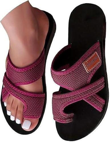 Orthopädische Sandalen Damen, Bequeme Sommerschuhe für Strand & Alltag – Lässige, geflochtene Pantoletten mit Zehenring
