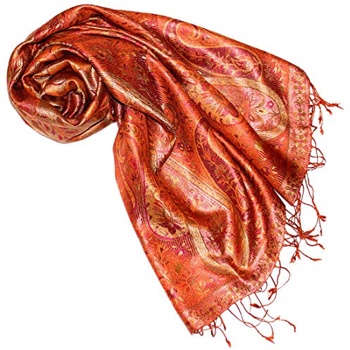 Lorenzo Cana Luxus Pashmina halsduk jacquard vävd 100 % siden paisley mönster sidenhalsduk sidenhalsduk halsduk flerfärgad 70 x 190 cm