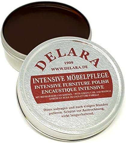 DELARA Intensive Möbelpflege, sehr hochwertiges Möbelwachs mit Bienenwachs und Kokosöl - Made in Germany (braun, 150ml)