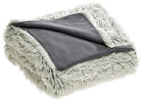 CelinaTex Shetland Bettwäsche 155 x 200 cm 2-teilig Creme grau Polar-Fleece Bettbezug Flokati Optik Bett Garnitur