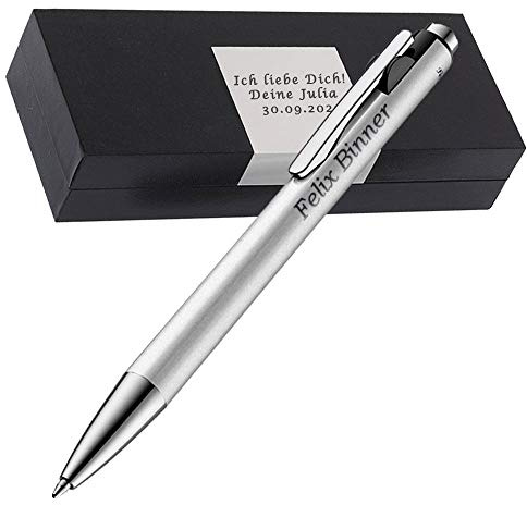 Pelikan - Kugelschreiber Farbe Silber mit Gravur als Geschenk & Wunschsymbol Geschenkverpackung Snap Metallic Silber PS44