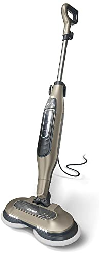 Shark S7001 Mop Scrub & Sanitize at The Same Time, Designed for Hard Floors, with 4 Dirt Grip Soft Scrub Washable Pads, 3 Steam Modes & LED Headlights, Gold (Renewed)