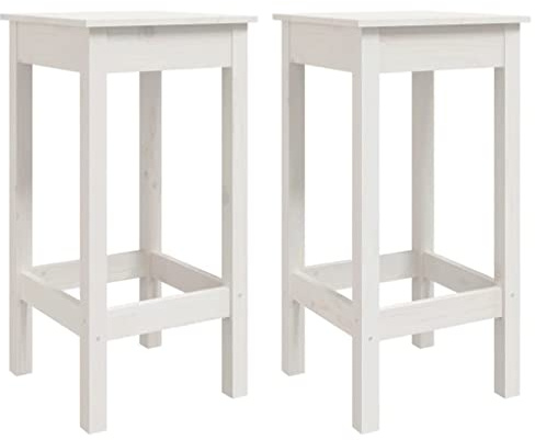 vidaXL Barstolar 2 st vit 40x40x78 cm massiv furu, högstol, pubstol, barpall, högstolar, pubstolar, barpallar