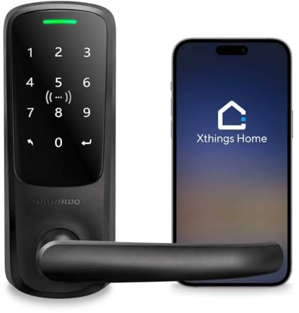 ULTRALOQ Latch 5 Built in WiFi Smart Lock with NFC, 5-in-1 Keyless Entry Door Lock with Bluetooth, Smart Handle with Keypad (Black)
