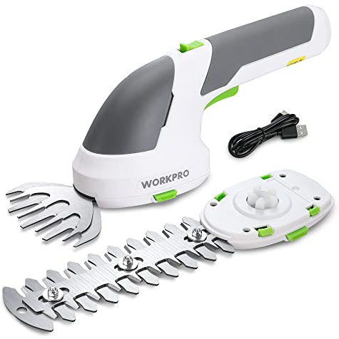 WORKPRO Forbici a Batteria 2 in 1, Cesoia Elettrica a Batteria al Litio 7,2V 2Ah, Larghezza di Taglio 100mm, Lunghezza di Taglio 150mm, Adatto al Giardino (Bianco)